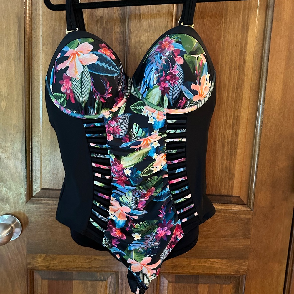 Swimsuits For All Kids One Piece with Tropical Floral Design- Wms sz. 18